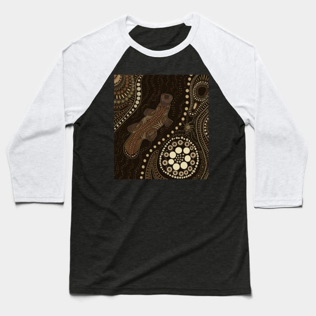 Aboriginal Platypus Art Baseball T-Shirt by Suneldesigns